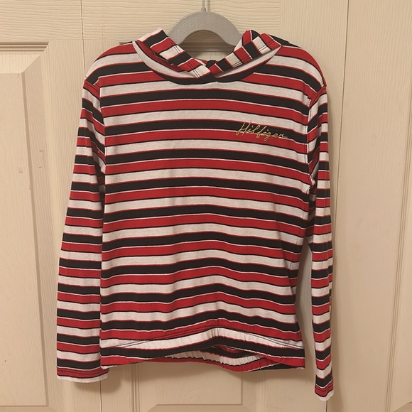 Tommy Hilfiger girls striped hoodie top size small 7 - Picture 1 of 5